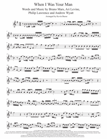 When I Was Your Man Tenor Sax Sheet Music