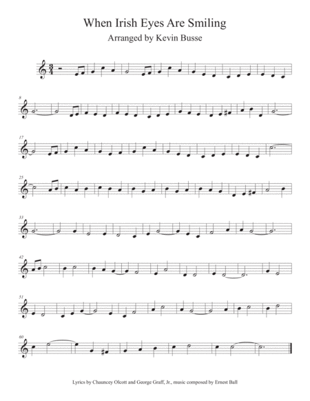 Free Sheet Music When Irish Eyes Are Smiling Easy Key Of C Alto Sax