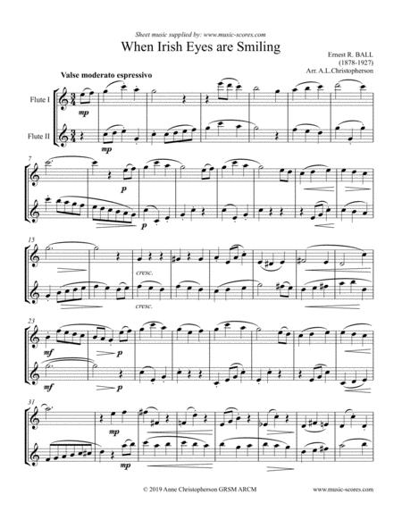 When Irish Eyes Are Smiling Flute Duet Sheet Music