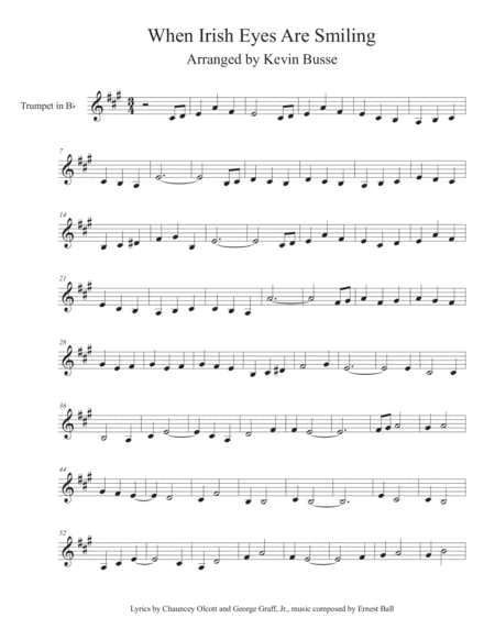 When Irish Eyes Are Smiling Trumpet Sheet Music