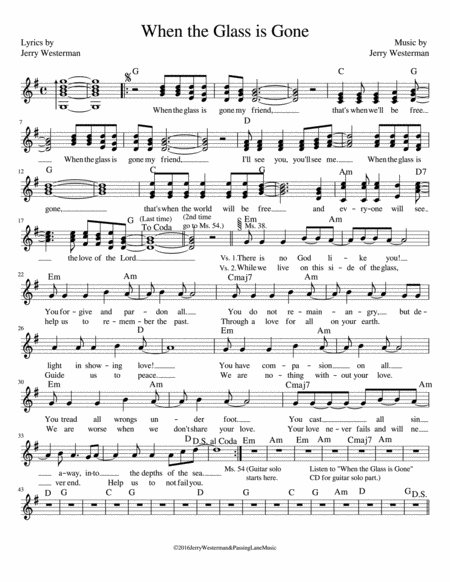 Free Sheet Music When The Glass Is Gone