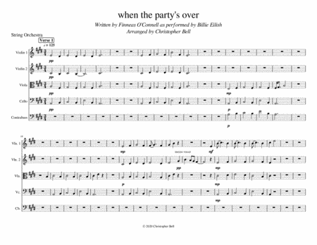 Free Sheet Music When The Partys Over Billie Eilish String Orchestra
