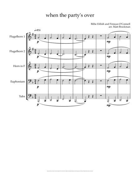 Free Sheet Music When The Partys Over For Brass Quintet