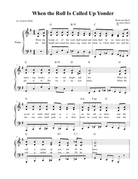 Free Sheet Music When The Roll Is Called Up Yonder With A Touch Of Boogie