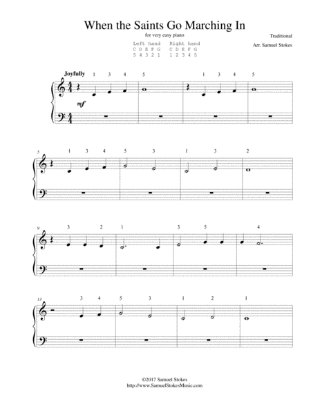 Free Sheet Music When The Saints Go Marching In For Very Easy Piano