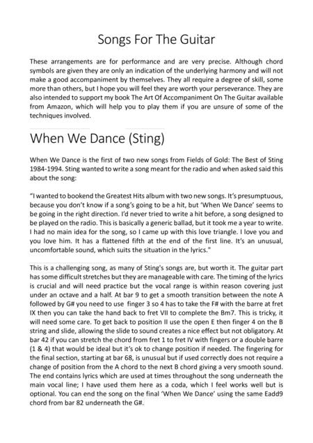 When We Dance From The Series Songs For Guitar Drop D Sheet Music