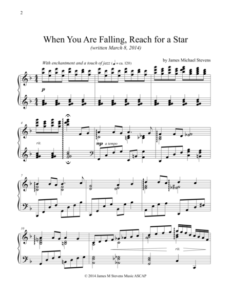 Free Sheet Music When You Are Falling Reach For A Star
