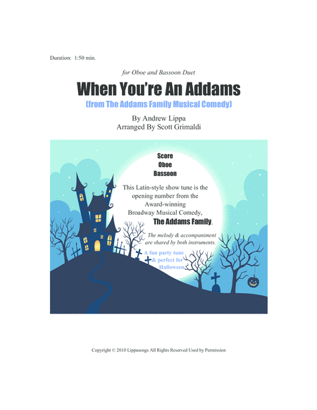 Free Sheet Music When You Re An Addams For Oboe And Bassoon Duet
