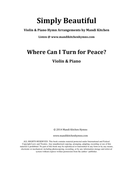 Free Sheet Music Where Can I Turn For Peace Violin Piano