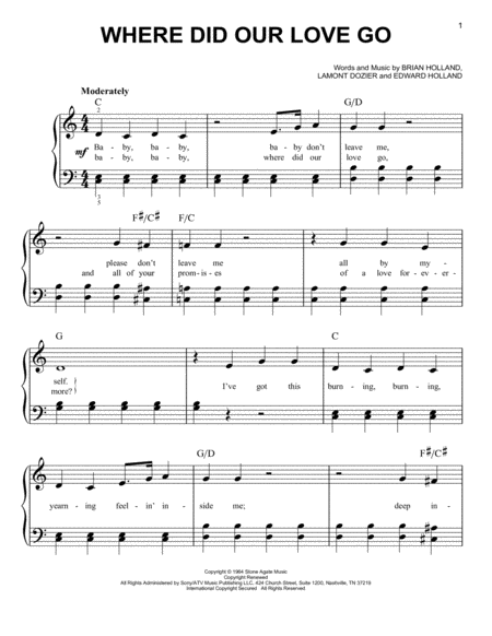 Free Sheet Music Where Did Our Love Go