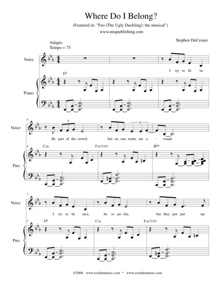 Where Do I Belong Sheet Music