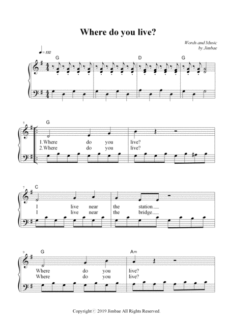 Where Do You Live Nursery Rhymes For Easy Piano Sheet Music