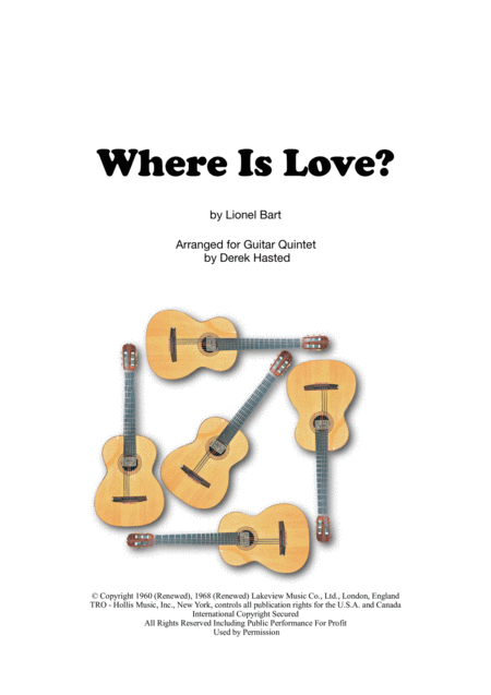 Where Is Love Guitar Quintet Sheet Music