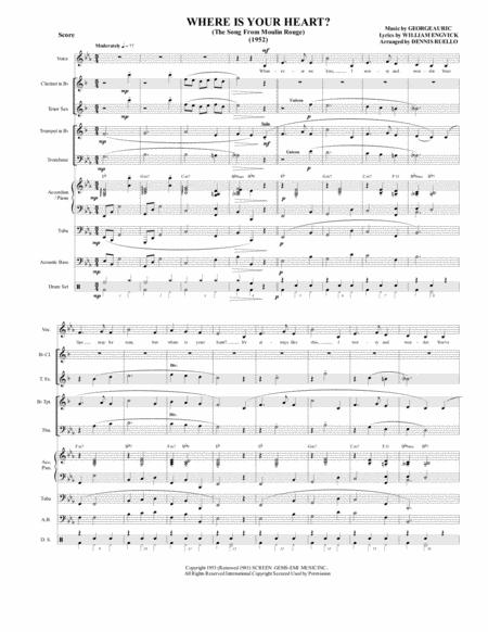 Free Sheet Music Where Is Your Heart The Song From Moulin Rouge French German Band Oktoberfest