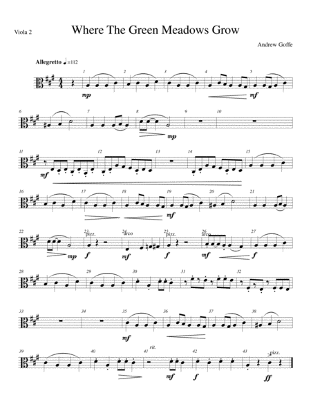 Free Sheet Music Where The Green Meadows Grow Viola 2 Part