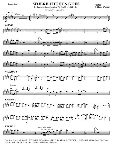 Free Sheet Music Where The Sun Goes Tenor Sax