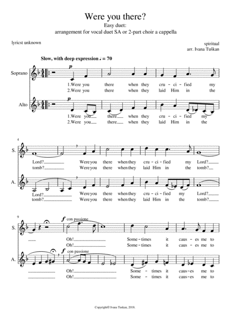 Where You There For Sa A Cappella Sheet Music