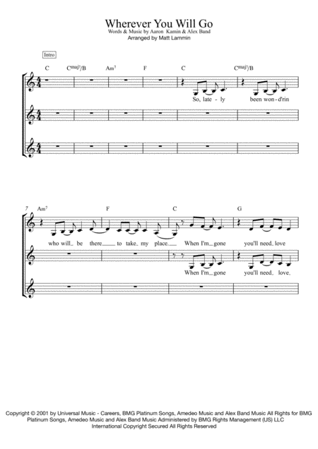 Wherever You Will Go Ssa Sheet Music