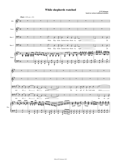 While Shepherds Watched In Various Melodies Version In G Attb Sheet Music