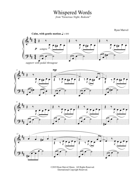 Free Sheet Music Whispered Words