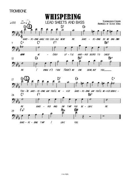 Free Sheet Music Whispering For Trombone