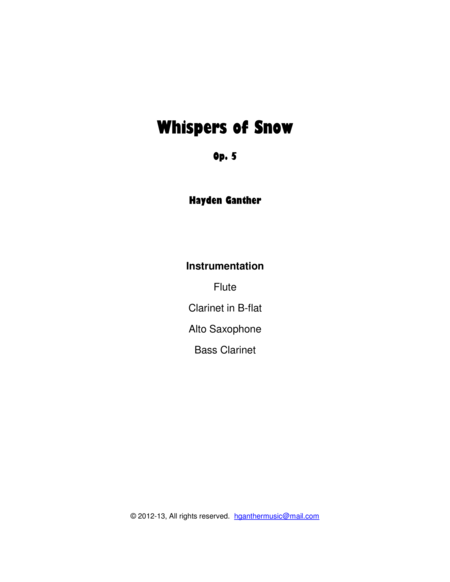 Free Sheet Music Whispers Of Snow