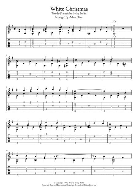 Free Sheet Music White Christmas Arranged For Solo Guitar