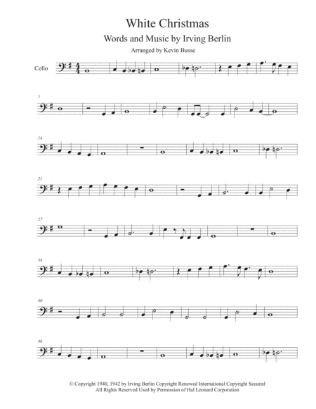 White Christmas Cello Sheet Music