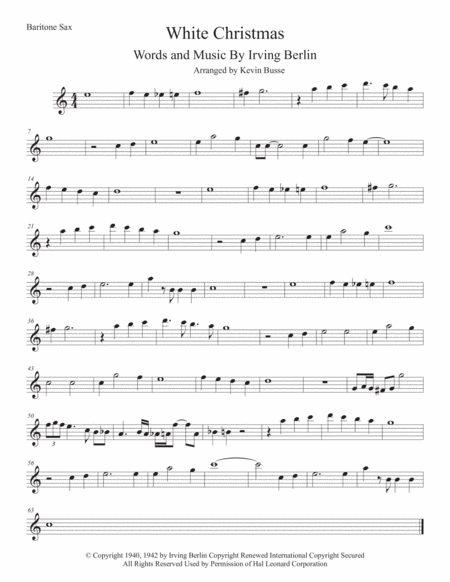 Free Sheet Music White Christmas Easy Key Of C Bari Sax