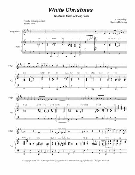 Free Sheet Music White Christmas For Bb Trumpet Solo And Piano