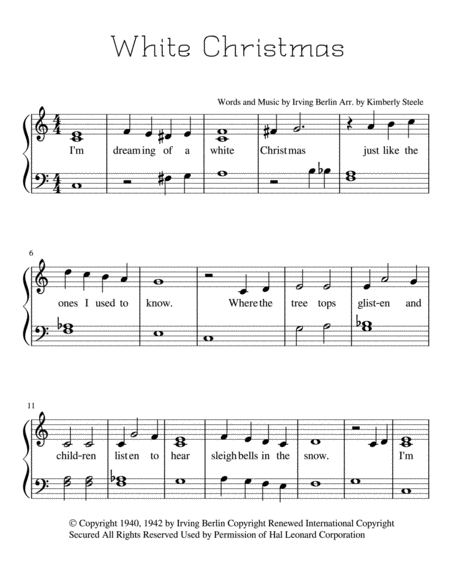 Free Sheet Music White Christmas For Easy Piano