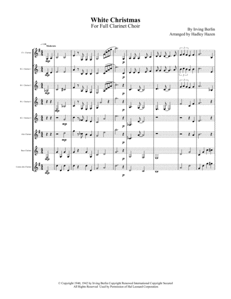 White Christmas For Full Clarinet Choir Sheet Music