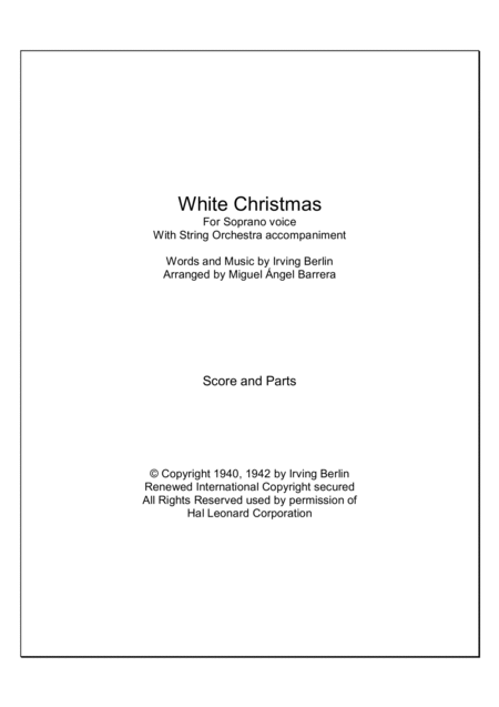 White Christmas For Soprano Voice With String Orchestra Accompaniment Sheet Music