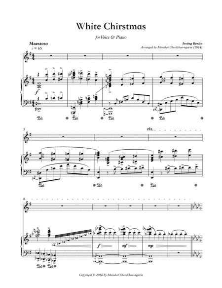 White Christmas For Voice Piano Sheet Music