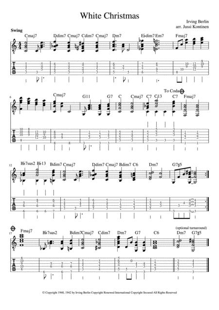 White Christmas Jazzy Arrangement For Solo Guitar Sheet Music