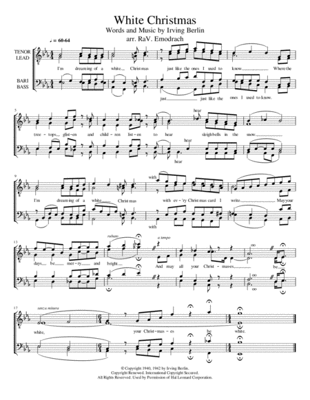 White Christmas Ttbb A Cappella Sheet Music