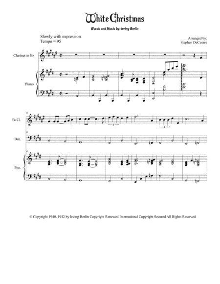 White Christmas Woodwind Quintet Sheet Music