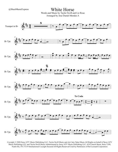 Free Sheet Music White Horse For Trumpet In Bb