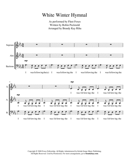 White Winter Hymnal Sab A Cappella Sheet Music