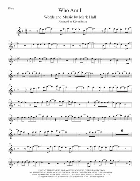 Who Am I Flute Sheet Music