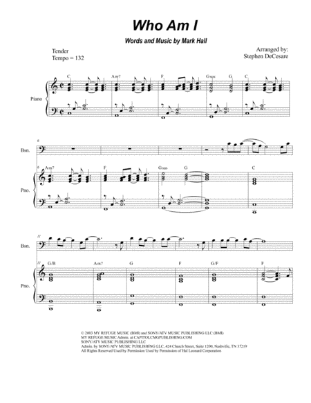 Who Am I For Woodwind Quartet Sheet Music