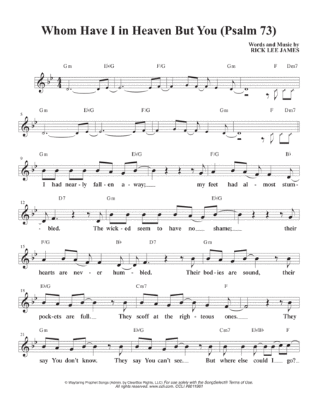 Free Sheet Music Whom Have I In Heaven But You Psalm 73
