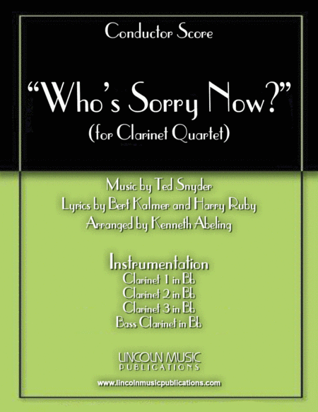 Free Sheet Music Whos Sorry Now For Clarinet Quartet