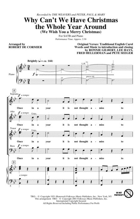 Free Sheet Music Why Cant We Have Christmas The Whole Year Around We Wish You A Merry Christmas