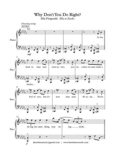 Free Sheet Music Why Dont You Do Right Get Me Some Money Too Ella Fitzgerald Live Vocals W Easy Piano
