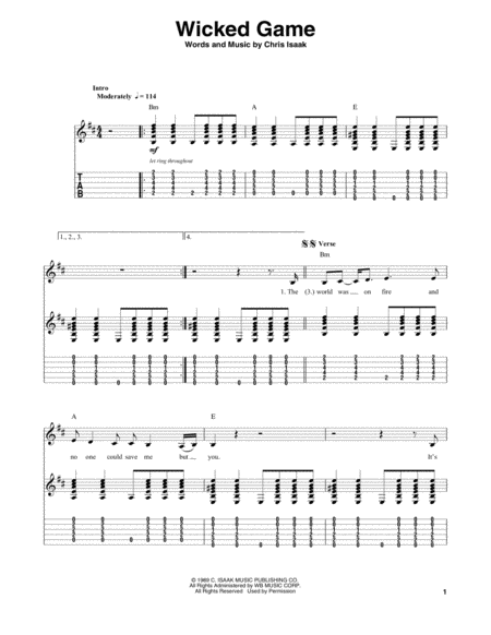 Free Sheet Music Wicked Game