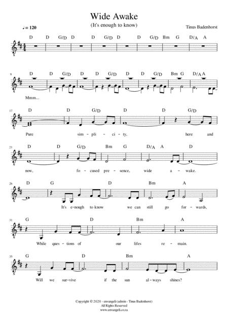 Wide Awake Its Enough To Know Sheet Music