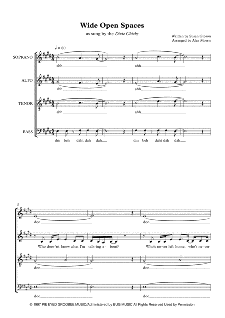 Wide Open Spaces Sheet Music