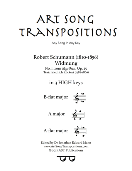 Widmung Op 25 No 1 In 3 High Keys B Flat A A Flat Major Sheet Music