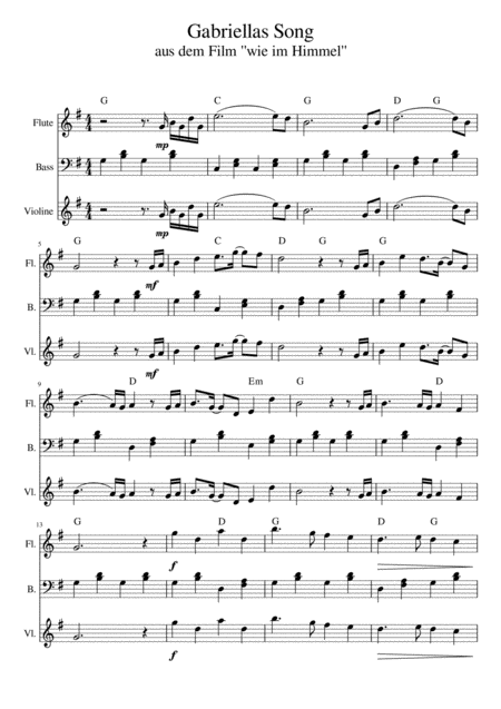 Free Sheet Music Wie Im Himmel